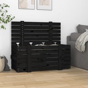 vidaXL Úložný box čierny 91x40,5x42 cm masívna borovica