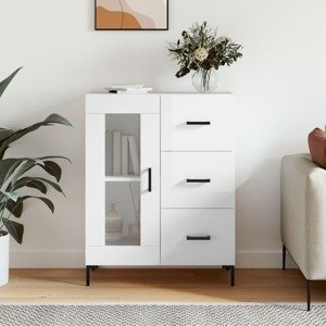 vidaXL Komoda lesklá biela 69,5x34x90 cm spracované drevo