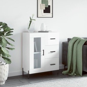 vidaXL Komoda lesklá biela 69,5x34x90 cm spracované drevo