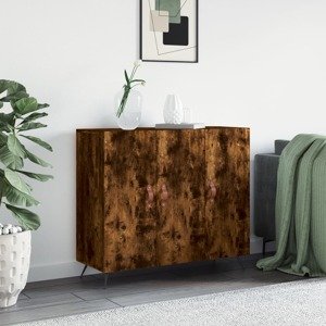 vidaXL Komoda dymový dub 90x34x80 cm kompozitné drevo