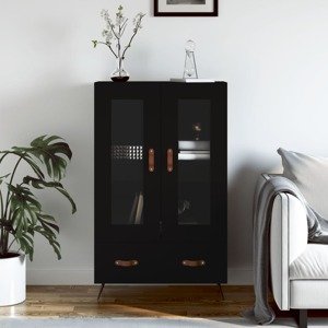 vidaXL Vysoká skrinka čierna 69,5x31x115 cm kompozitné drevo