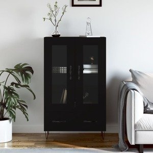 vidaXL Vysoká skrinka čierna 69,5x31x115 cm kompozitné drevo
