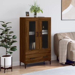 vidaXL Vysoká skrinka hnedá dub 69,5x31x115 cm kompozitné drevo