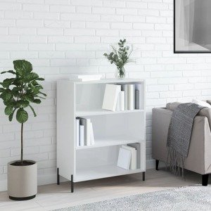 vidaXL Poličková skrinka lesklá biela 69,5x32,5x90 cm kompozitné drevo