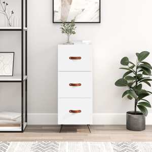 vidaXL Komoda biela 34,5x34x90 cm spracované drevo