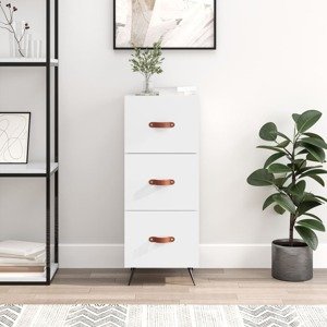 vidaXL Komoda lesklá biela 34,5x34x90 cm spracované drevo
