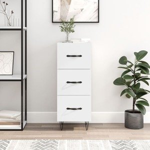 vidaXL Komoda lesklá biela 34,5x34x90 cm spracované drevo