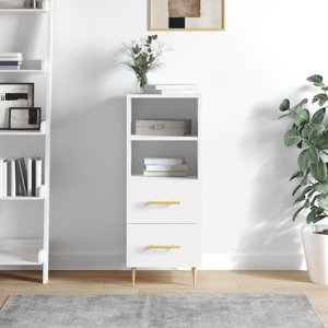 vidaXL Komoda lesklá biela 34,5x34x90 cm spracované drevo