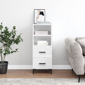 vidaXL Komoda lesklá biela 34,5x34x90 cm spracované drevo