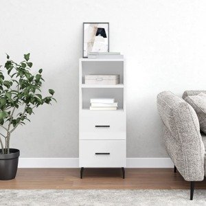 vidaXL Komoda lesklá biela 34,5x34x90 cm spracované drevo