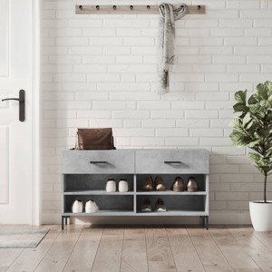 vidaXL Lavička na topánky, betónovo sivá 102x35x55cm, kompozitné drevo