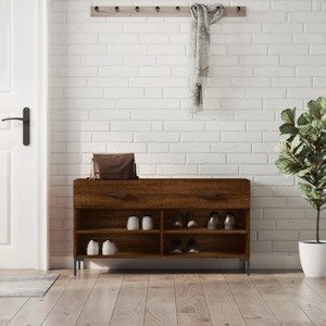vidaXL Lavička na topánky, hnedý dub 102x35x55 cm, kompozitné drevo