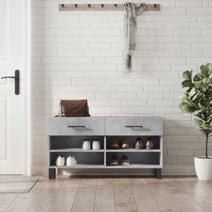 vidaXL Lavička na topánky, betónovo sivá 102x35x55cm, kompozitné drevo