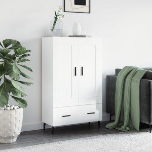 vidaXL Vysoká skrinka lesklá biela 69,5x31x115 cm kompozitné drevo