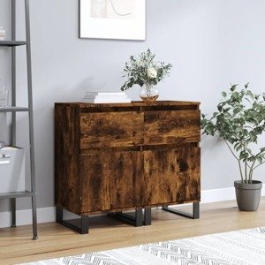 vidaXL Komody 2 ks dymový dub 40x35x70 cm kompozitné drevo