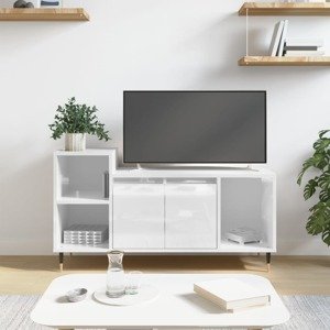 vidaXL TV skrinka lesklá biela 100x35x55 cm spracované drevo