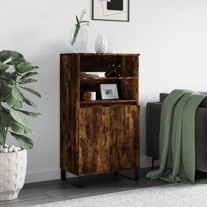 vidaXL Vysoká skrinka dymový dub 60x36x110 cm spracované drevo