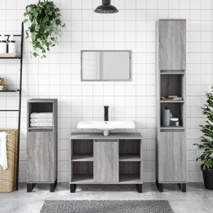 vidaXL Kúpeľňová skrinka sivý dub sonoma 80x33x60 cm kompozitné drevo
