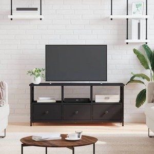 vidaXL TV skrinka čierna 102x33x45 cm spracované drevo a železo