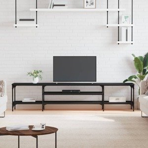 vidaXL TV skrinka čierna 201x35x45 cm kompozitné drevo a železo