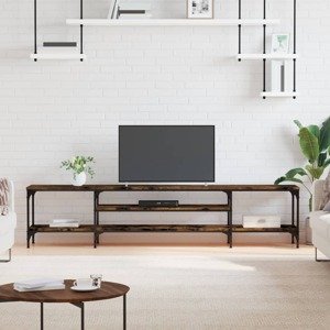 vidaXL TV skrinka dymový dub 201x35x45 cm kompozitné drevo a železo