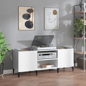 vidaXL Skrinka na platne lesklá biela 121x38x48 cm kompozitné drevo