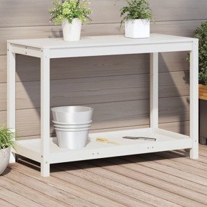 vidaXL Stôl na presádzanie s policou biely 108x50x75 cm borovica