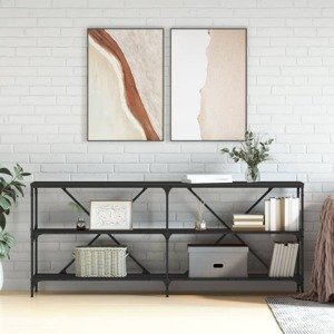 vidaXL Konzolový stolík čierny 180x30x75 cm kompozitné drevo a železo