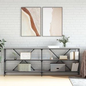vidaXL Konzolový stolík sivá sonoma 200x30x75cm kompoz. drevo a železo