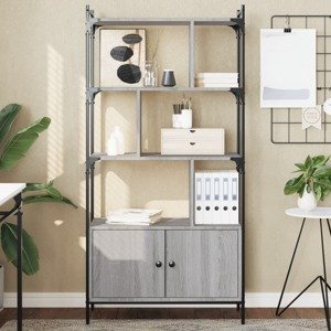 vidaXL Knižnica s dvierkami sivá sonoma 76,5x30x154,5 cm kompoz. drevo