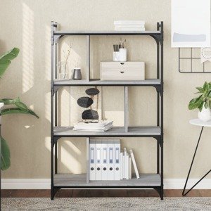 vidaXL Knižnica 4-poschodová sivá sonoma 76x32x123 cm kompozitné drevo