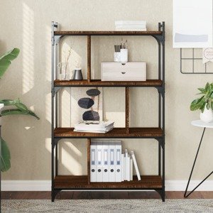 vidaXL Knižnica 4-poschodová hnedý dub 76x32x123 cm kompozitné drevo
