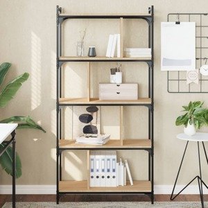 vidaXL Knižnica 5-poschodová dub sonoma 76x32x158 cm kompozitné drevo