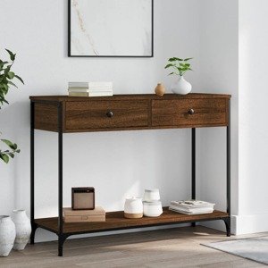 vidaXL Konzolový stolík hnedý dub 100x34,5x75 cm kompozitné drevo