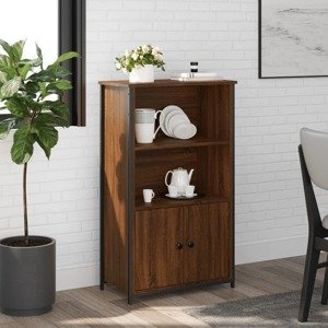 vidaXL Vysoká skrinka hnedý dub 62x32x103,5 cm kompozitné drevo