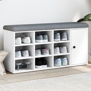 vidaXL Lavička na topánky biela 102x32x50 cm kompozitné drevo