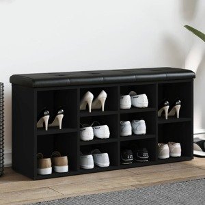 vidaXL Lavička na topánky čierna 102x32x50 cm kompozitné drevo