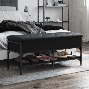 vidaXL Lavička na topánky čierna 102x42x45 cm kompozitné drevo