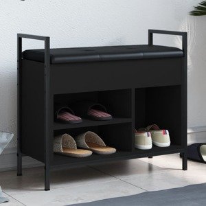 vidaXL Lavička na topánky čierna 65,5x32x57,5 cm kompozitné drevo