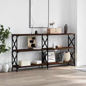 vidaXL Konzolový stolík hnedý dub 156x28x80,5 cm kompozitné drevo