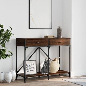 vidaXL Konzolový stolík hnedý dub 100x39x78,5 cm kompozitné drevo