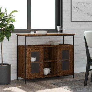 vidaXL Komoda hnedý dub 100x35x80 cm kompozitné drevo