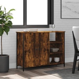 vidaXL Komoda dymový dub 100x33x75 cm kompozitné drevo