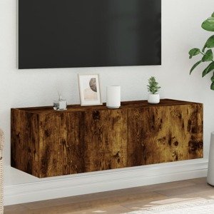 vidaXL TV nástenná skrinka s LED svetlami dymový dub 100x35x31 cm