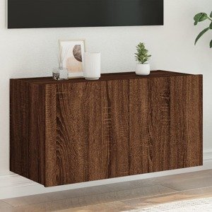 vidaXL TV nástenná skrinka s LED svetlami hnedý dub 80x35x41 cm