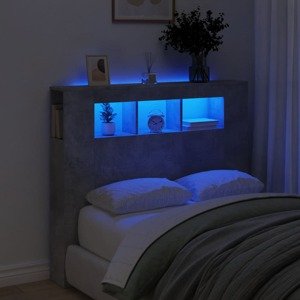 vidaXL Čelo s LED betónovo sivé 120x18,5x103,5 cm kompozitné drevo