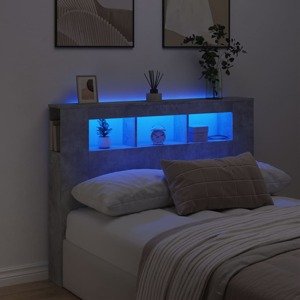 vidaXL Čelo s LED betónovo sivé 140x18,5x103,5 cm kompozitné drevo