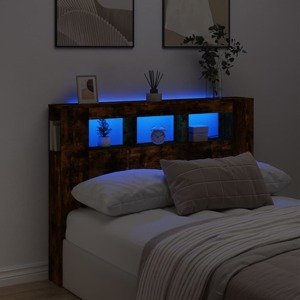 vidaXL Čelo s LED dymový dub 140x18,5x103,5 cm kompozitné drevo
