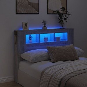 vidaXL Čelo s LED sivý dub sonoma 140x18,5x103,5 cm kompozitné drevo