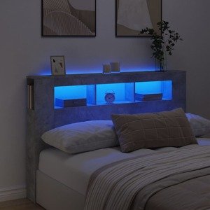 vidaXL Čelo s LED betónovo sivé 160x18,5x103,5 cm kompozitné drevo